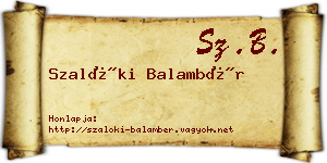 Szalóki Balambér névjegykártya